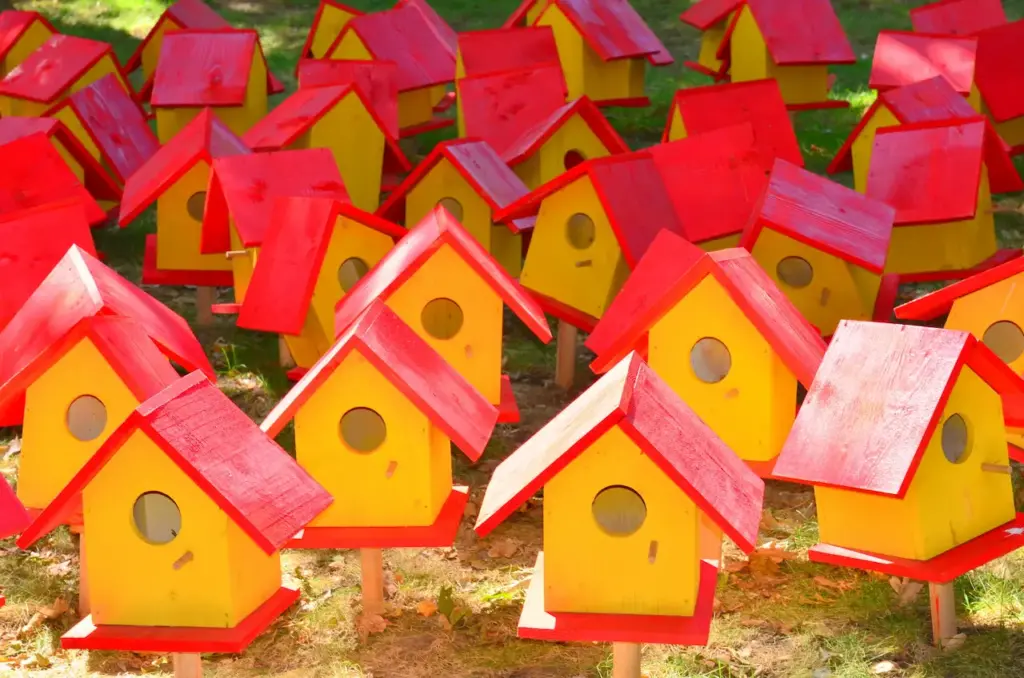 Red and Yellow Bird Houses Bird Houses & Nesting Box